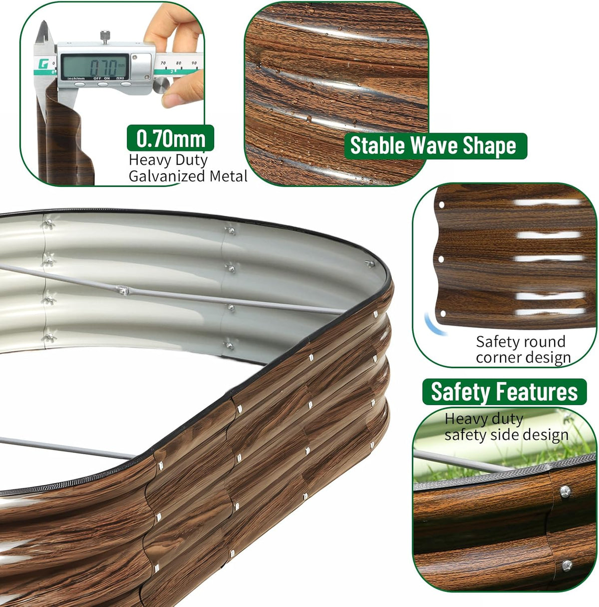 SnugNiture 6x3x1ft Raised Garden Bed Kit, Outdoor Oval Metal Garden Planter, Ground Planter Box for
