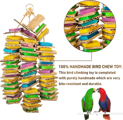 MYFAMIREA Parrot Toys for Medium Birds, Parrot Chewing Cardboard Toys Natural Wooden Macaws Cage