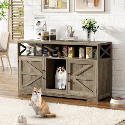 Cat Litter Box Enclosure for 2 Cats, 47" Double Hidden Litter Box Furniture with Scratch Pad