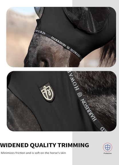 Harrison Howard Horse Fly Mask with Forelock Opening Stretch Breathable and Comfortable for Horses