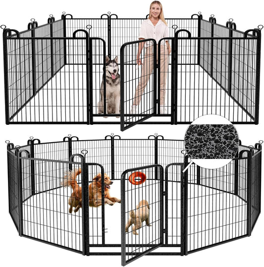 Dog Playpen Outdoor 12 Panels Heavy Duty Dog Fence 40" Height Anti-Rust with Doors Portable for RV
