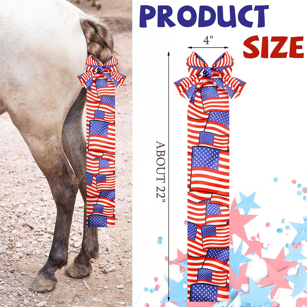 6 Pcs Horse Tail Bag Breathable Guard 22" Slip on Horse Care Tail Wrap 2 Strand Closure Straps