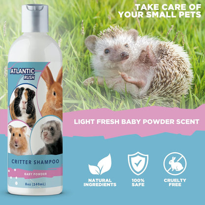Critter Shampoo for Small Pets - 8oz Small Animal Baby Powder Scented Shampoo - Pet Shampoo for