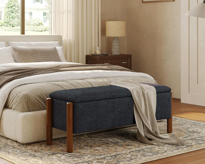 Storage Ottoman Bench, End of Bed Bench for Bedroom, 47" Boucle Upholstered Entryway Shoe Seat