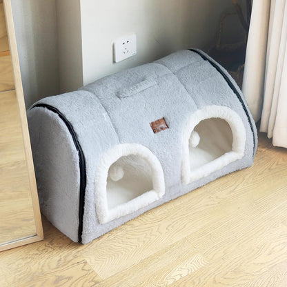 Cat Bed for Indoor Cats，Foldable cat cave，Anti-Slip & Water-Resistant Bottom，cat Houses for Indoor