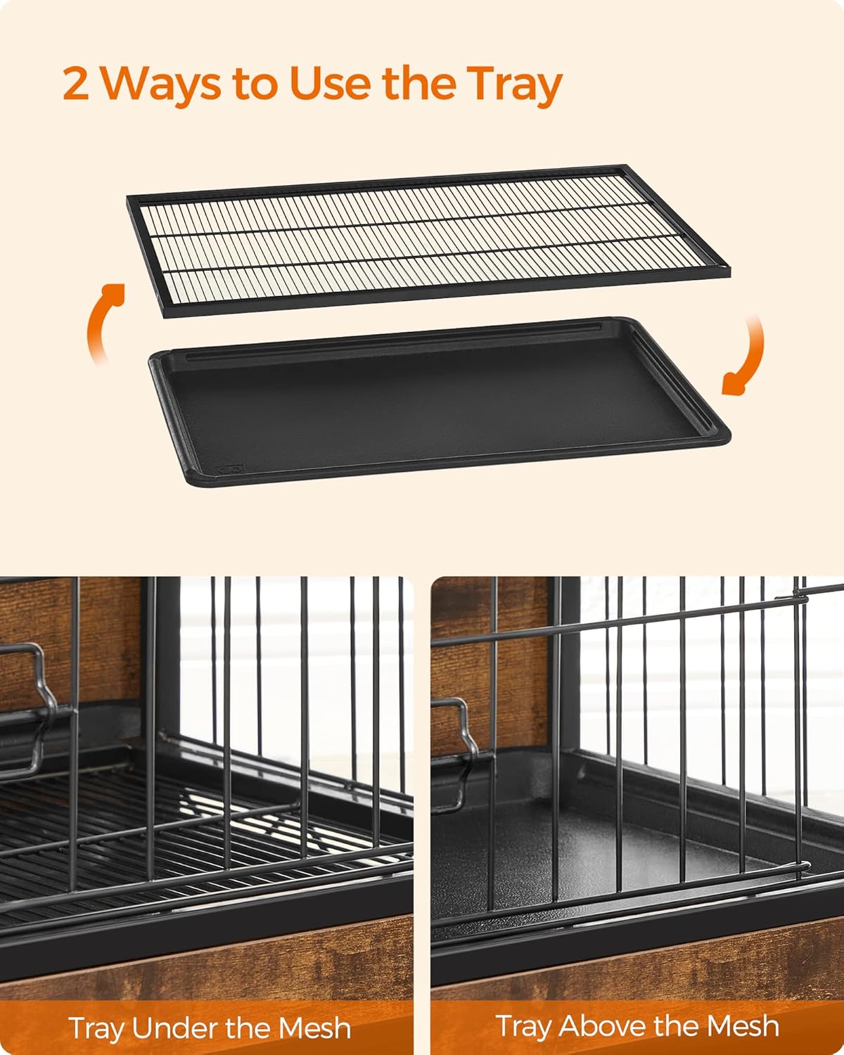 Feandrea Dog Crate Furniture, 32.5" Side End Table, Modern Kennel for Dogs Indoor up to 45 lb