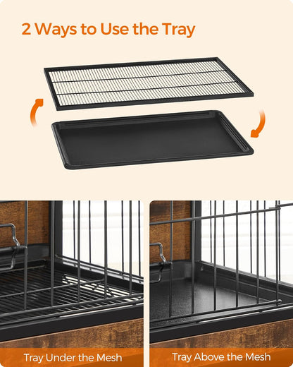 Feandrea Dog Crate Furniture, 38.6" Side End Table, Modern Kennel for Dogs Indoor up to 70 lb