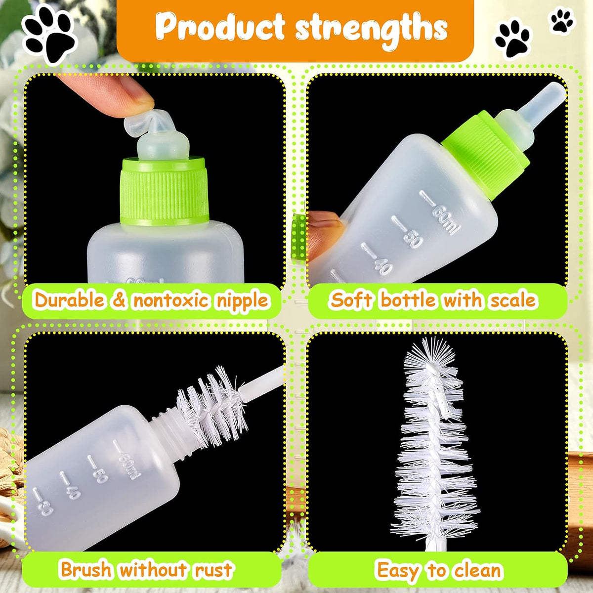 Tondiamo 16 Pieces Pet Feeding Bottle Kit Kitten Bottles Kitten Milk Replacer Puppy Milk Feeder