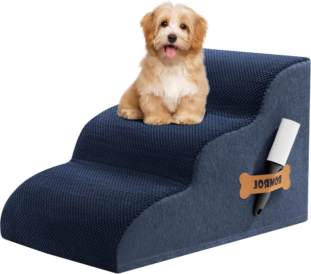 Romrol Dog Stairs Ramp for High Beds Couches, High Density Foam Pet Steps with Durable Non-Slip