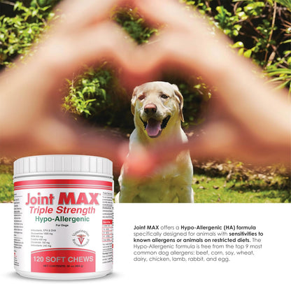 Triple Strength Hypo-Allergenic Soft Chews for Dogs - Hip and Joint Support Supplement with