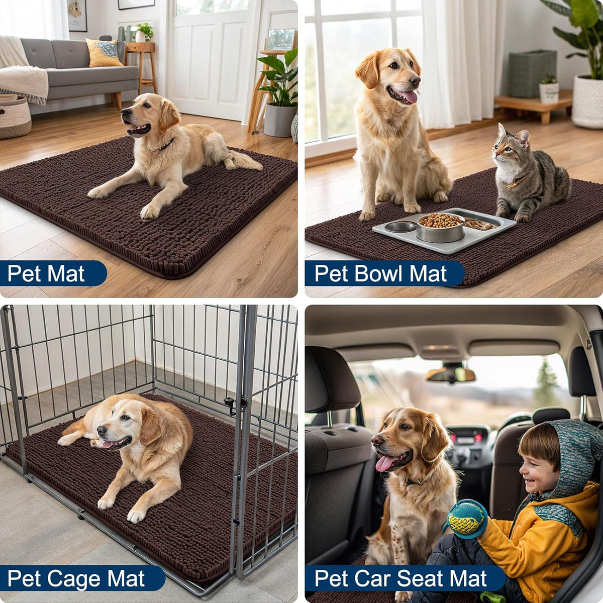 Smiry Dog Door Mat for Muddy Paws 47x32, Absorbs Moisture and Dirt Doormat, Non-Slip Washable Quick