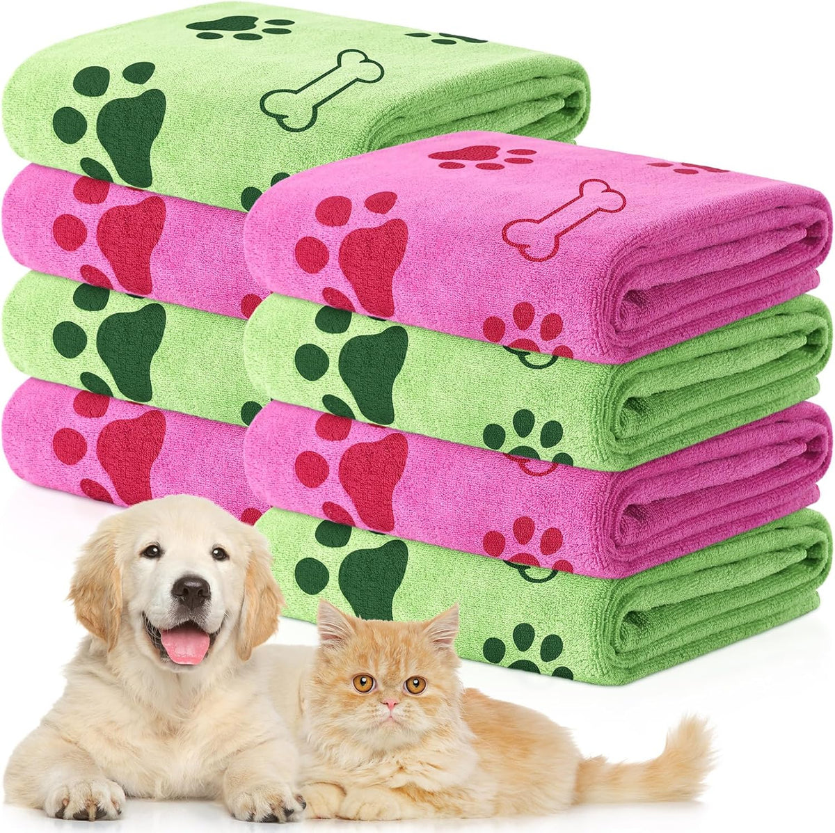 Chumia 8 Pcs Dog Towels for Drying Dogs Cats Pet Towels Bulk Puppy Microfiber Quick Drying Paw Bath