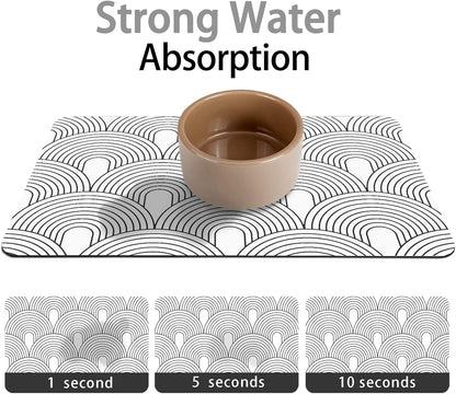 Dog Food Mats for Floors Absorbent, Pet Cat Food Mat - Quick Dry Dog Bowl Mats for Food and Water