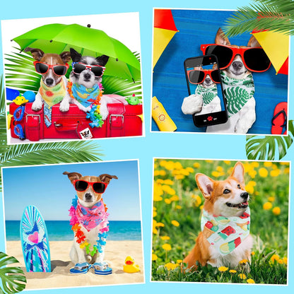 Chunful 100 Pieces Dog Bandanas Bulk Summer Pet Bandanas Pack Triangle Scarf Bib Kerchief Set for