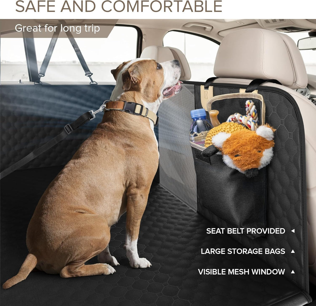 SHARLOVY Back Seat Extender for Dogs, Heavy Duty Dog Car Seat Cover for Back Seat and Aggressive
