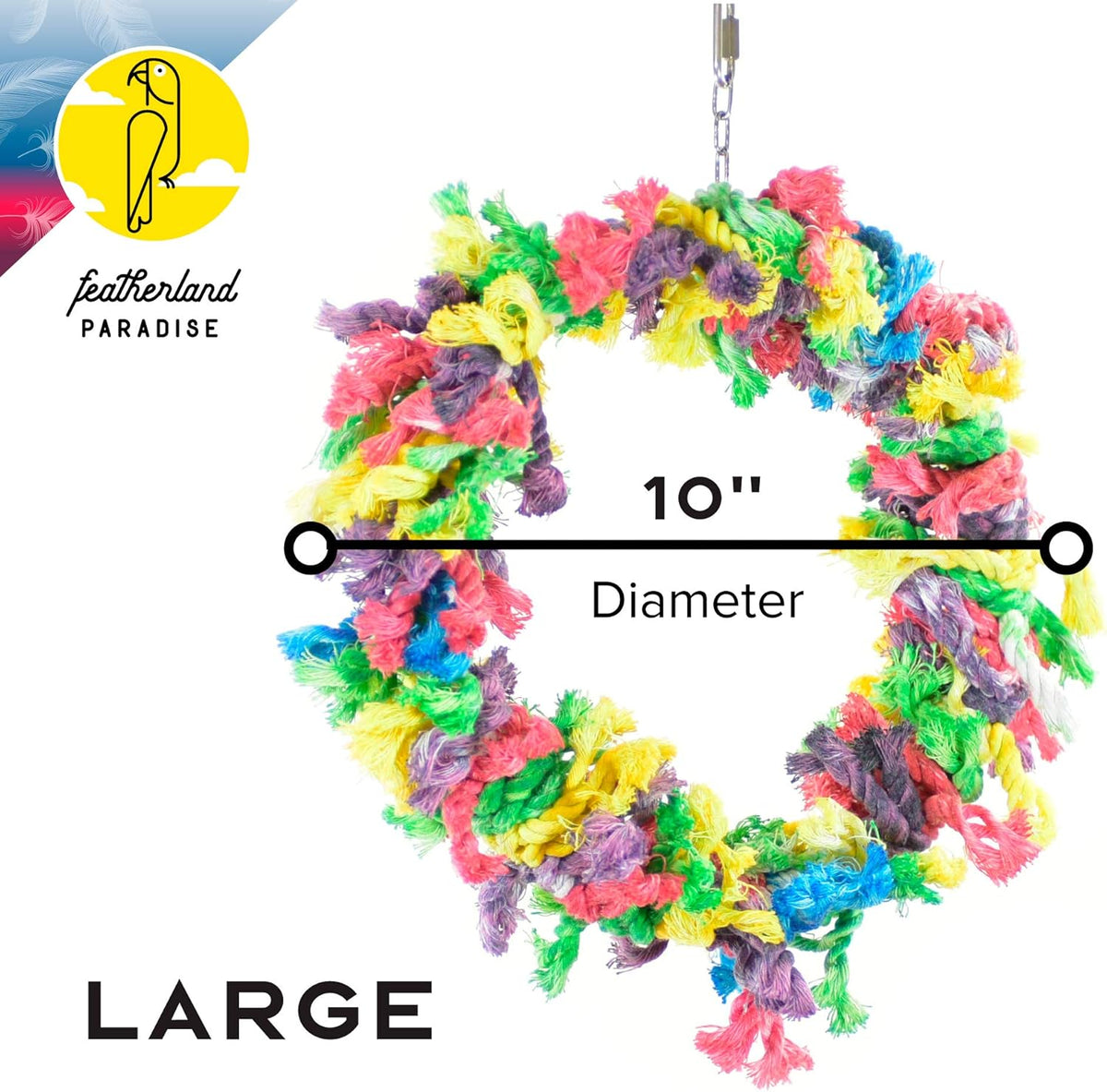 Featherland Paradise Cotton Snuggle Ring Bird Toy, Bird Perch, Large Bird Toys, for Parrots