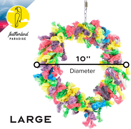 Featherland Paradise Cotton Snuggle Ring Bird Toy, Bird Perch, Large Bird Toys, for Parrots