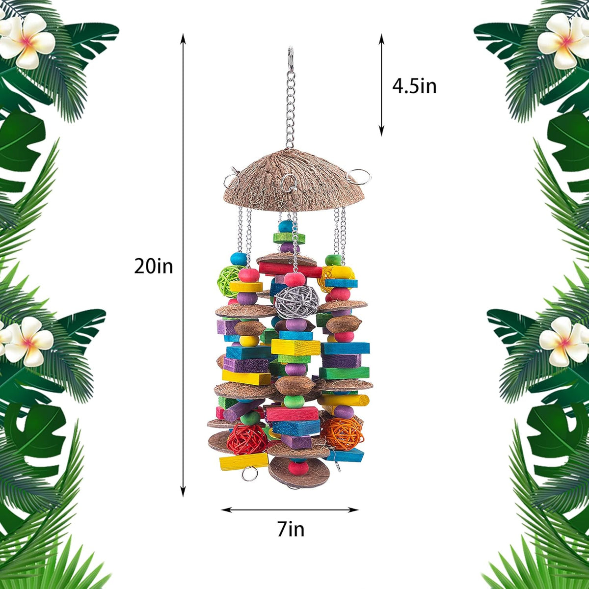 EBaokuup Large Bird Parrot Toys - Colorful Wooden Blocks Bird Chewing Toy for Macaws, Cockatoos