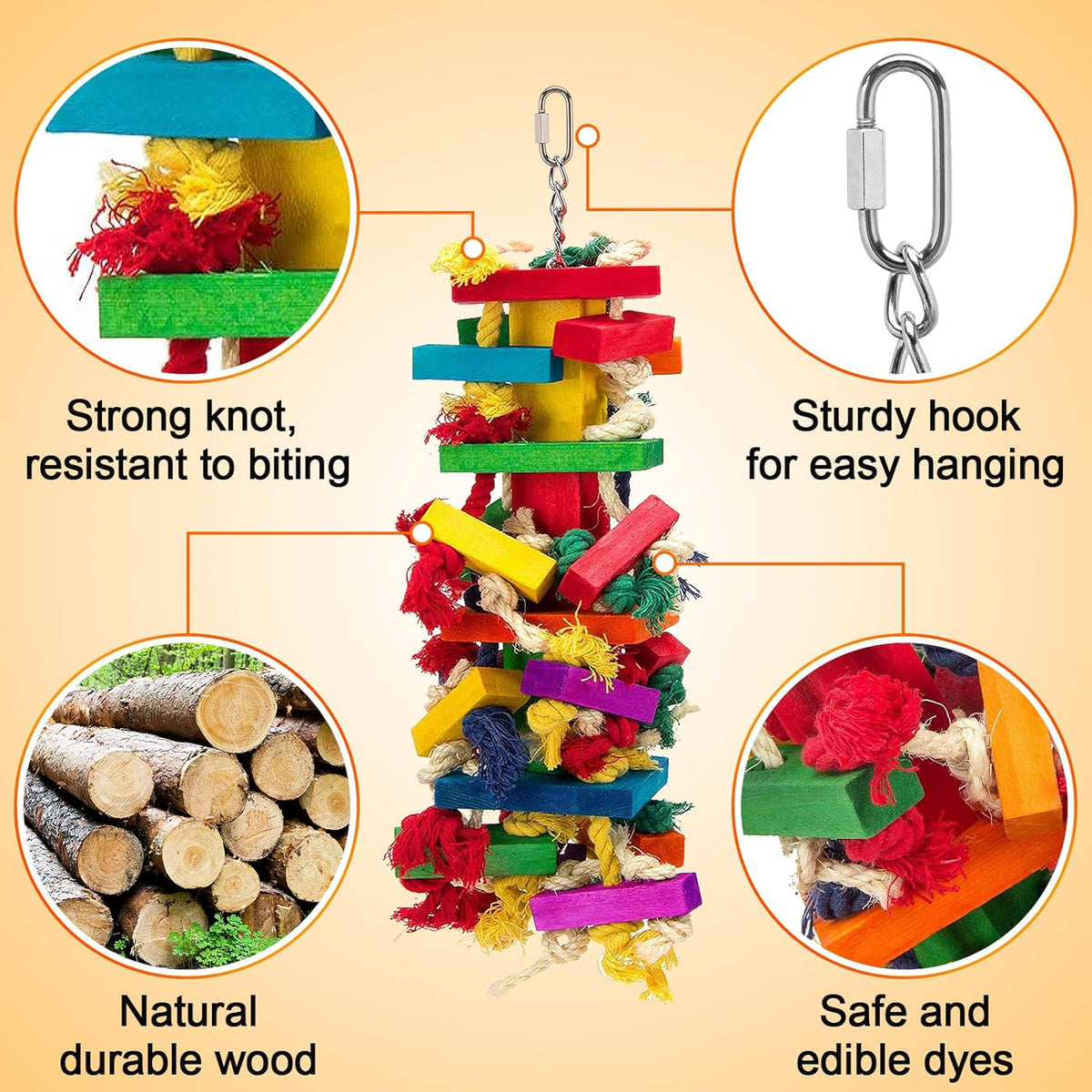 Extra Large Bird Parrot Toys for Macaws, African Grey, Amazon Parrots Bird Gifts