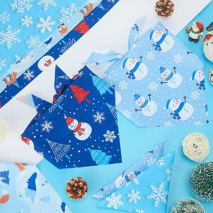 Abbylike 50 Pcs Winter Dog Bandanas Bulk Blue Snowflake Dog Bandanas for Pets Triangle Kerchief
