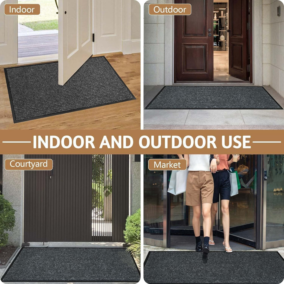 Front Door Mat Outside Entrance, 72" x 24" Sturdy Indoor Outdoor Mats for Entryway, Low Profile