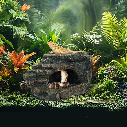 Gecko Tank Acccessories, Turtle Tank Accessories, Perfect Tortoise Hide Fish Tank Decor for Betta