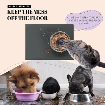 AVERYDAY 18x10'' Silicone Dog Mat for Food and Water, 0.63'' Edge Dog Food Bowl Mats for Floor