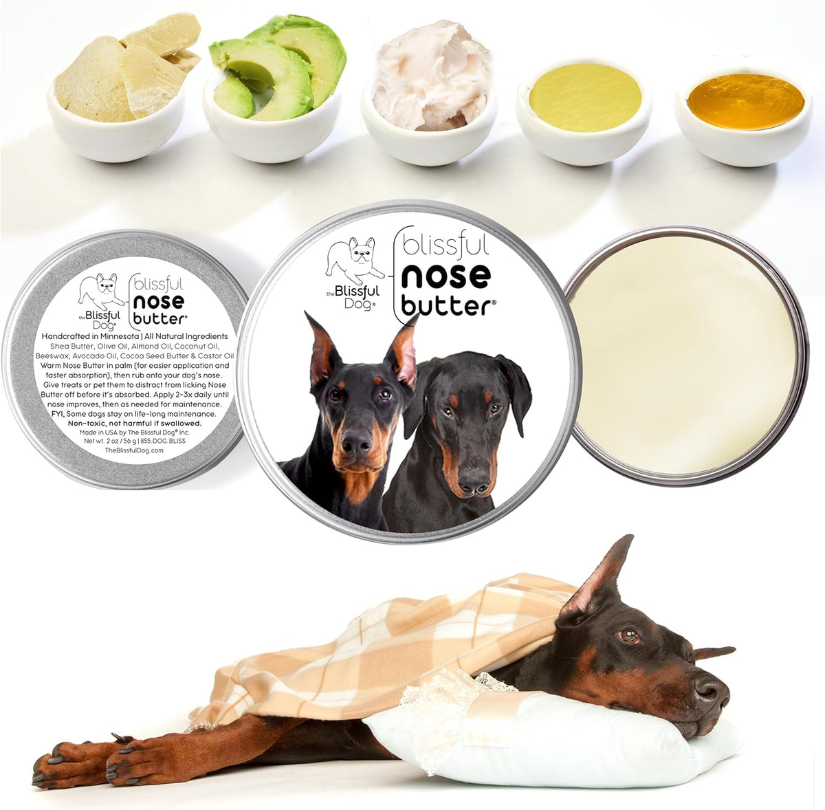The Blissful Dog Doberman Nose Butter, Versatile Dog Nose Balm for Dry Nose, Handcrafted Nose