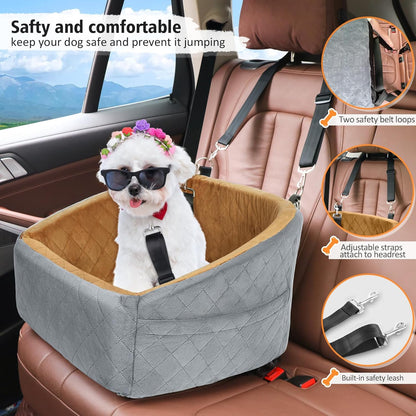 Dog Car Seat for Small Medium Dogs,Detachable Washable Dog Booster Seat Under 30lbs, Pet Car Seat