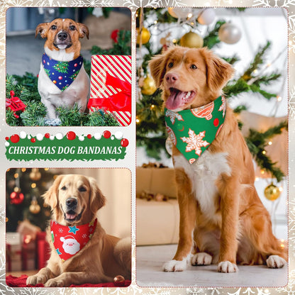 Abbylike 100 Pcs Christmas Dog Bandanas Bulk Xmas Bandanas for Dogs Triangle Kerchief Bibs Scarf