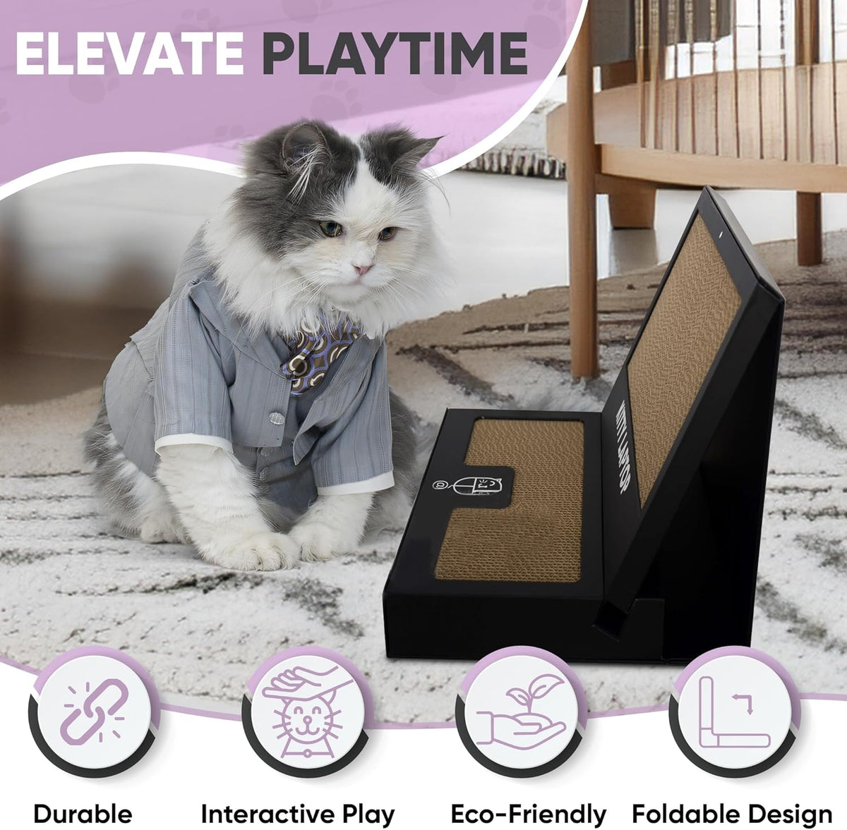 Toy Cat Laptop with 2 Scratchboards + Catnip Mouse Toy for Cats + 50pack Cat Sticker - Interactive