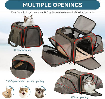 Petsfit 2 Side Expandable Pet Carrier Dog Carrier Cat Carrier for 2 Cats, 19" Lx 12" Wx 12" H, with