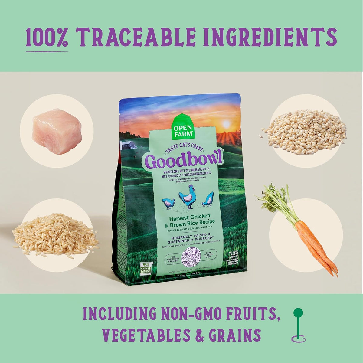 Open Farm Goodbowl, Protein Rich Dry Cat Food Made from Meticulously Sourced Simple Ingredients