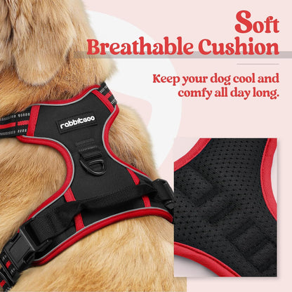 rabbitgoo Dog Harness No Pull with 2 Leash Clips, Adjustable Soft Padded, Reflective Oxford No