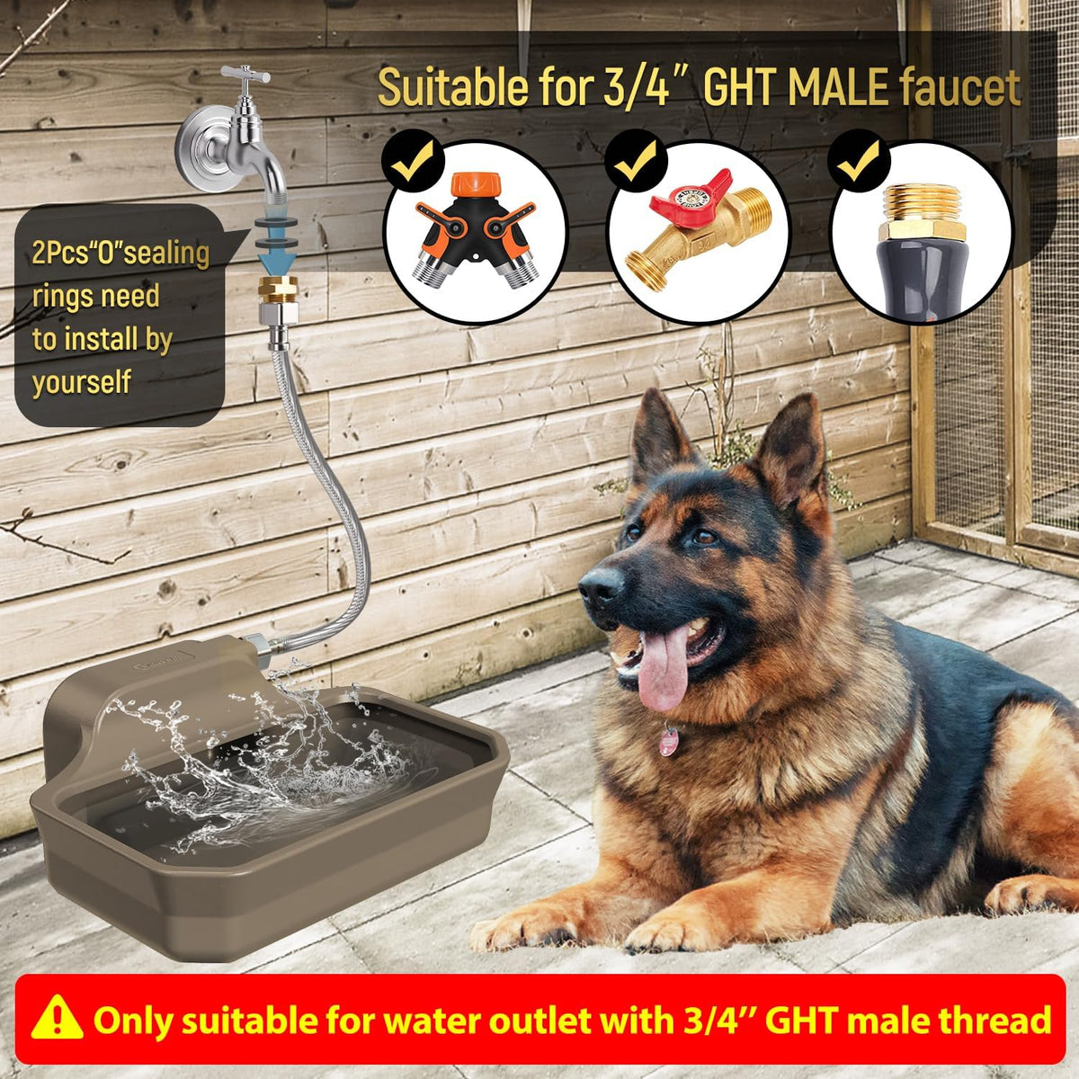 135OZ Automatic Water Dispenser for Dogs Patented Automatic Dog Water Bowl Fit 3/4'' GHT Male