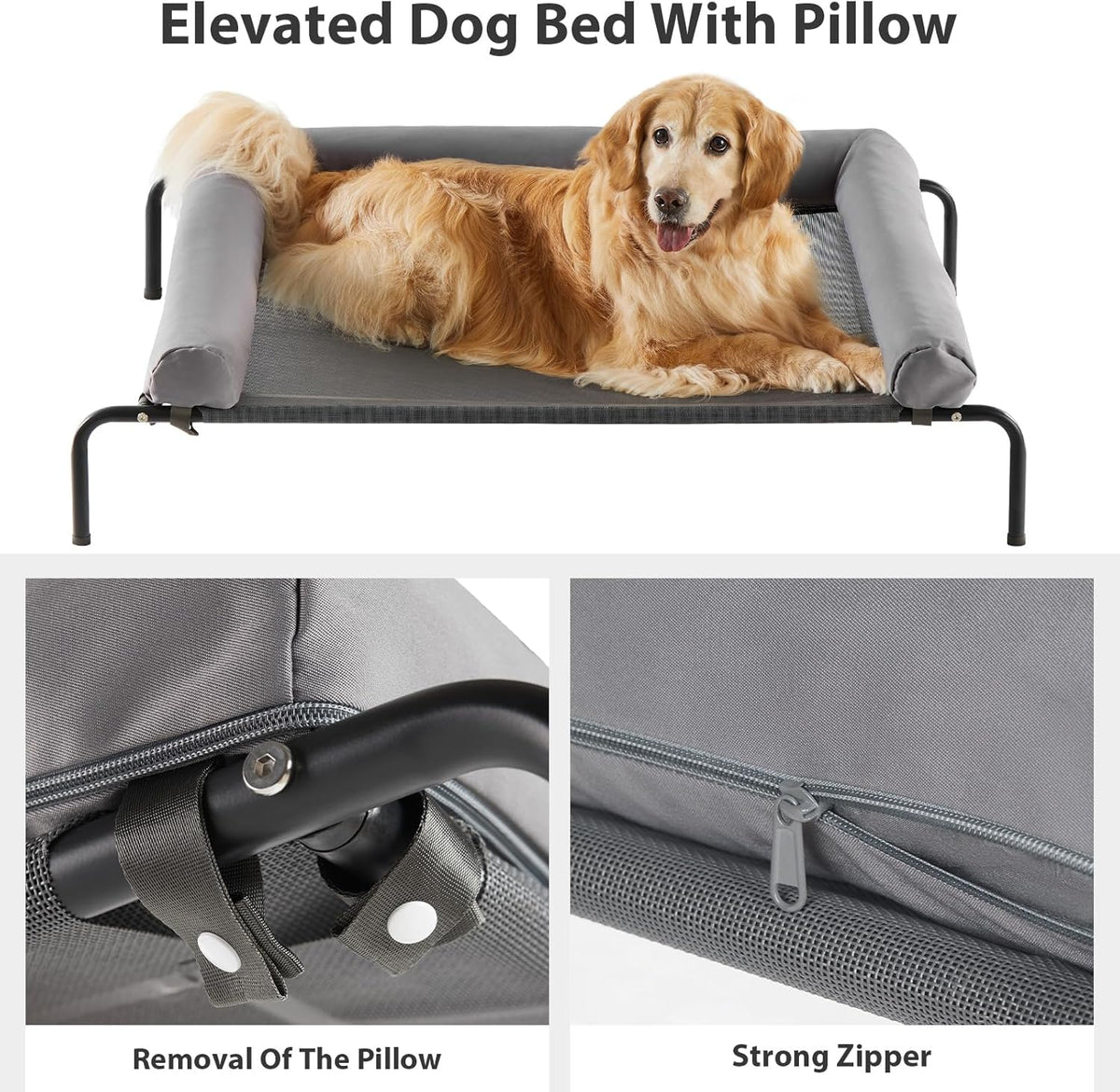 RRPETHOME Large Elevated Cooling Dog Bed, Raised Dog Cot Beds for Large Dogs, Elevated Outdoor Pet