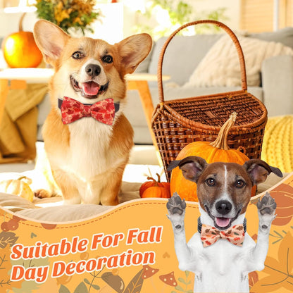 Hillban 50 Pcs Fall Thanksgiving Dog Collar Bow Ties Maple Leaves Dogs Collar Accessories Bow Ties