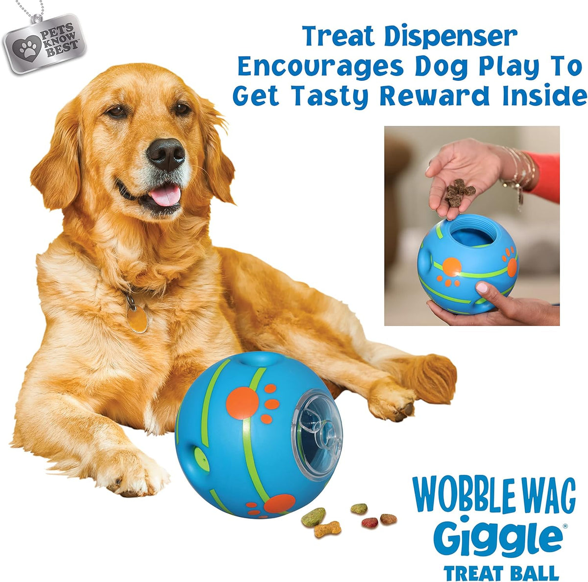 Wobble Wag Giggle Treat Ball- Interactive Dog Toy & Treat Dispenser, Fun Giggle Sounds When Rolled