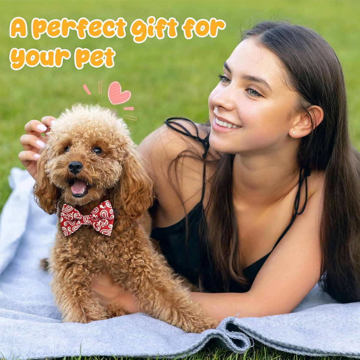 Reginary 50 Pieces Dog Bow Ties Pet Collar Bow Puppy Collar Attachment with Rubber Bands for Small