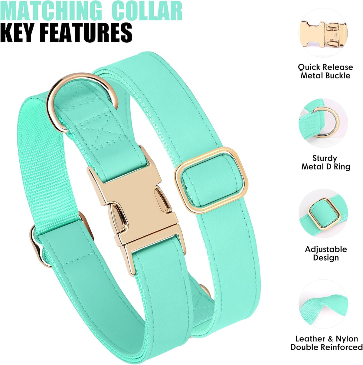 PET ARTIST Soft PU Leather Dog Collar, Bright Color & Durable Dog Collar Leather with Rose Gold