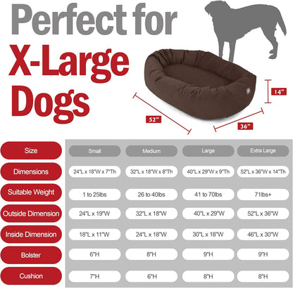 Majestic Pet 52 Inch Suede Shredded Memory Foam Mix Calming Extra Large Dog Bed Washable 52 x 35 x