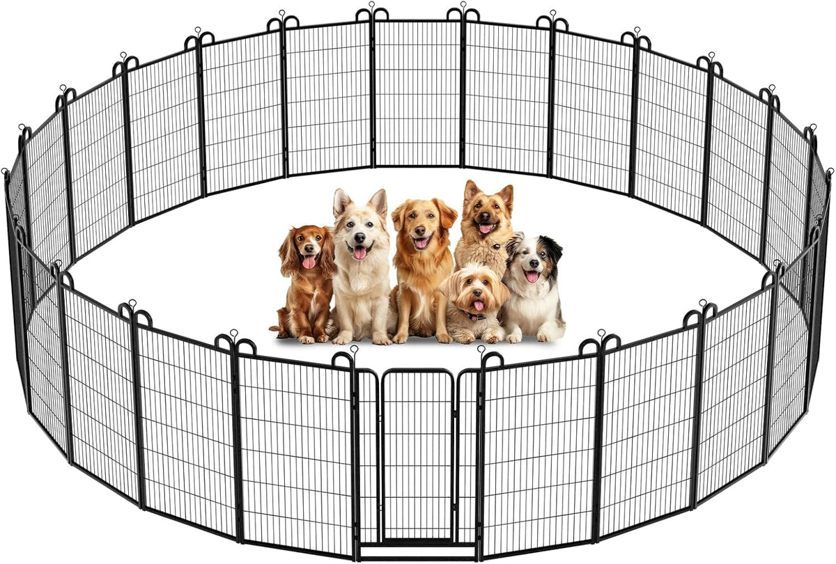 Dog Playpen Outdoor 24 Panels Heavy Duty Dog Fence 47" Height Anti-Rust with Doors Portable for RV