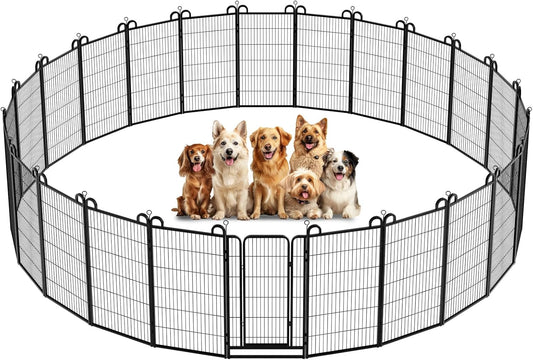 Dog Playpen Outdoor 24 Panels Heavy Duty Dog Fence 47" Height Anti-Rust with Doors Portable for RV
