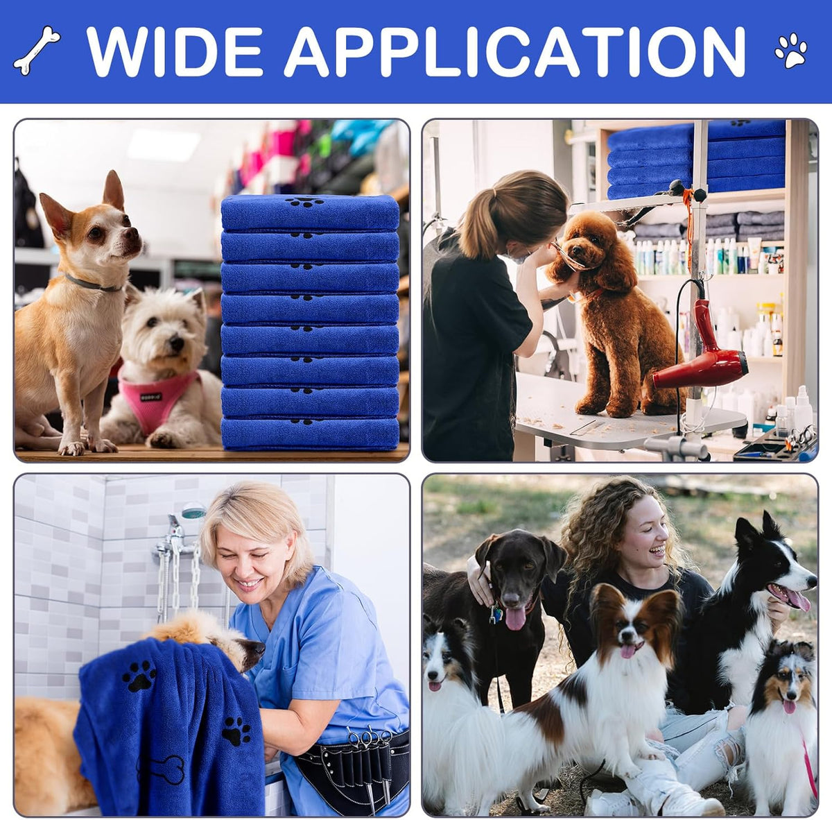 Chumia 8 Pcs Dog Towels for Drying Dogs Cats Pet Towels Bulk Puppy Microfiber Quick Drying Paw Bath