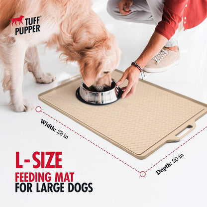 Tuff Pupper 28x20 Large Dog Feeding Mat for Food and Water | Dog Food Mats for Floors | Waterproof