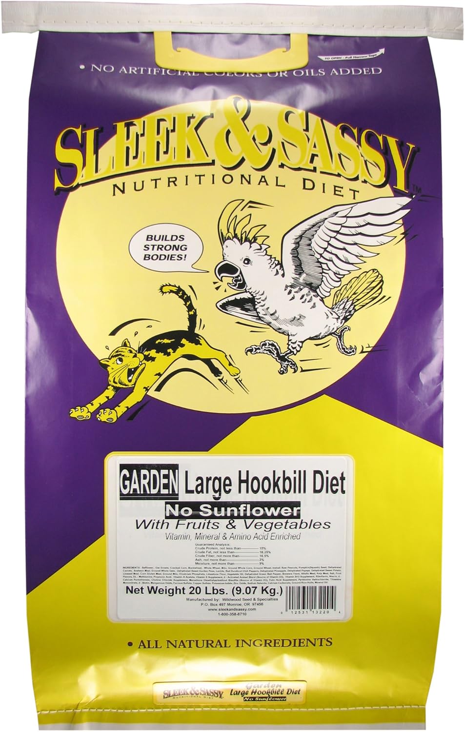 SLEEK & SASSY Garden Large Hookbill No Sunflower Parrot Food for Large Conures, Amazons, African