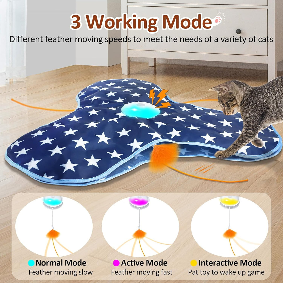 Interactive Cat Toy Rechargeable, Cat Exercise Toys for Indoor Bored Adult Cats, Hide and Seek Toy