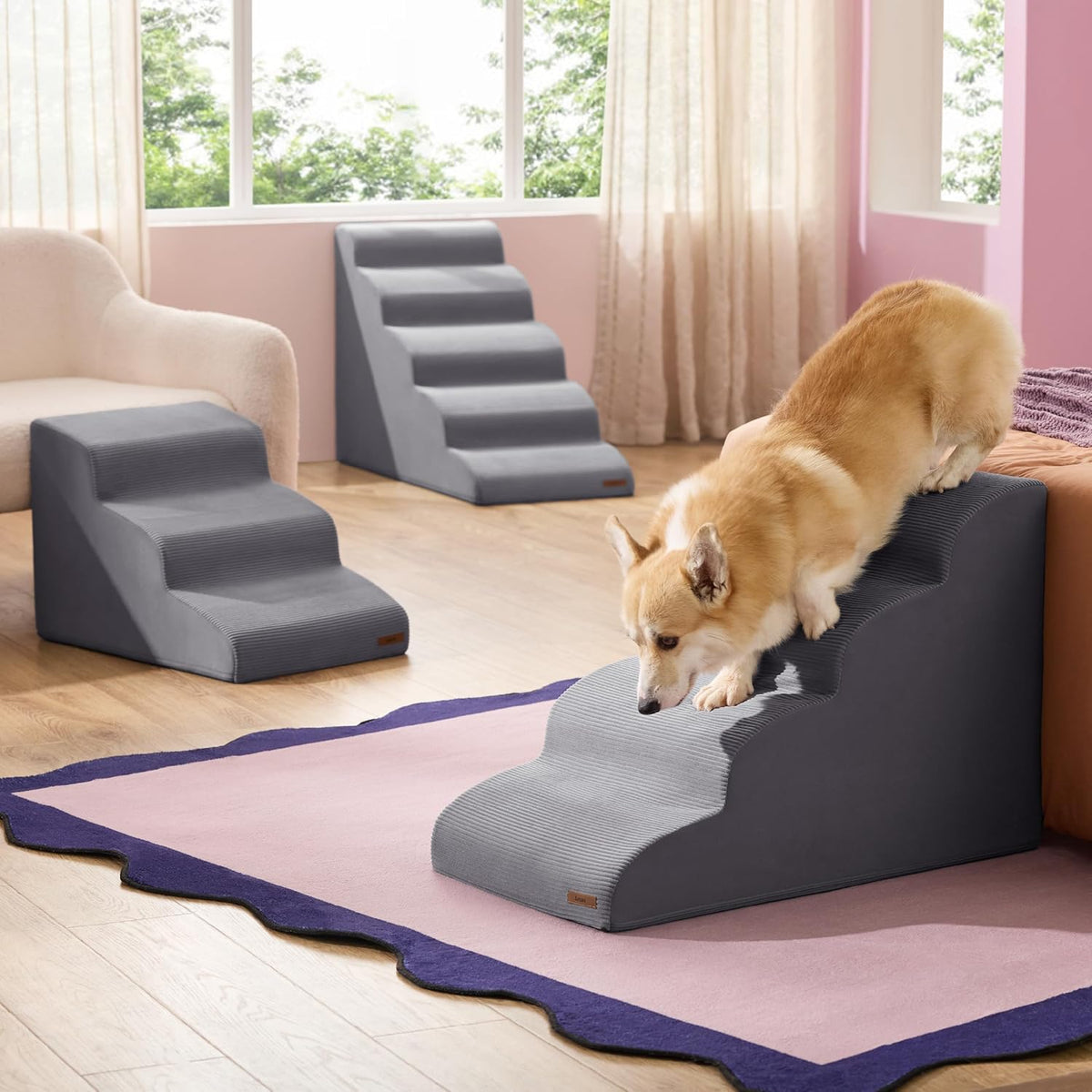 Lesure Dog Stairs for Large Dogs Pet Steps Ramp for High Bed and Couch with CertiPUR-US Certified