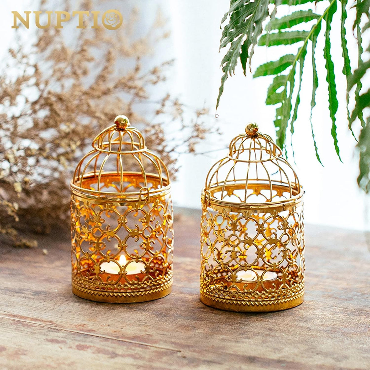6 Pcs Small Metal Tealight Hanging Birdcage Lantern, Vintage Decorative Centerpieces of Wedding