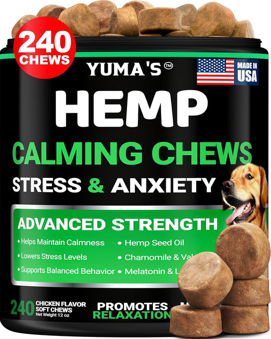 Hemp Calming Chews for Dogs - 240 Treats - Advanced Dog Calming Chews - Anxiety Relief Supplement